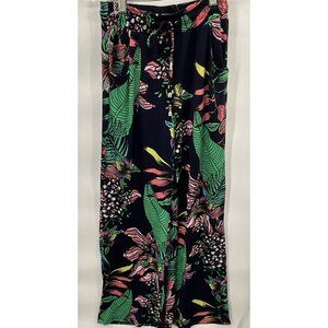 Beach Break Women's Tropical Print Wide Leg‎ Pants Size S Polyester/Spandex